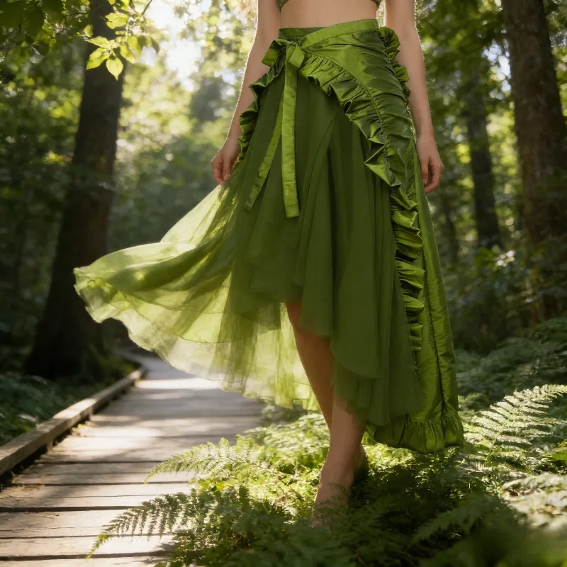 

Женская шифоновая юбка больших размеров, однотонная юбка-миди, повседневная элегантная струящаяся юбка трапециевидной формы для женщин