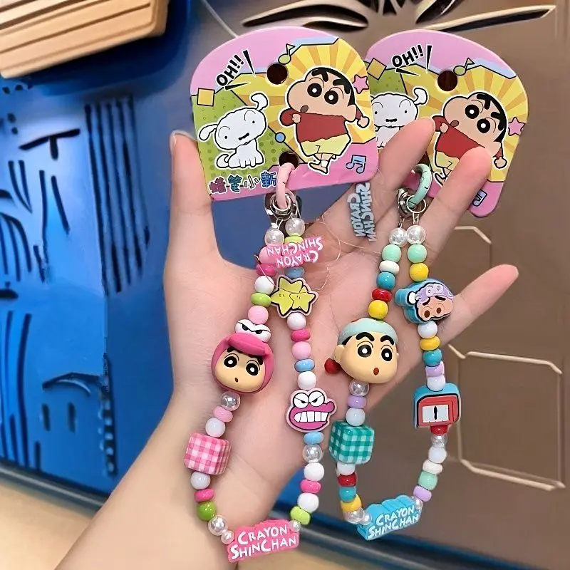Crayon Shin-chan Handyperlenkette Schlüsselanhänger Schulranzen Autoanhänger Krokodil kleiner weißer Haarband-Schlüsselanhänger Geschenk