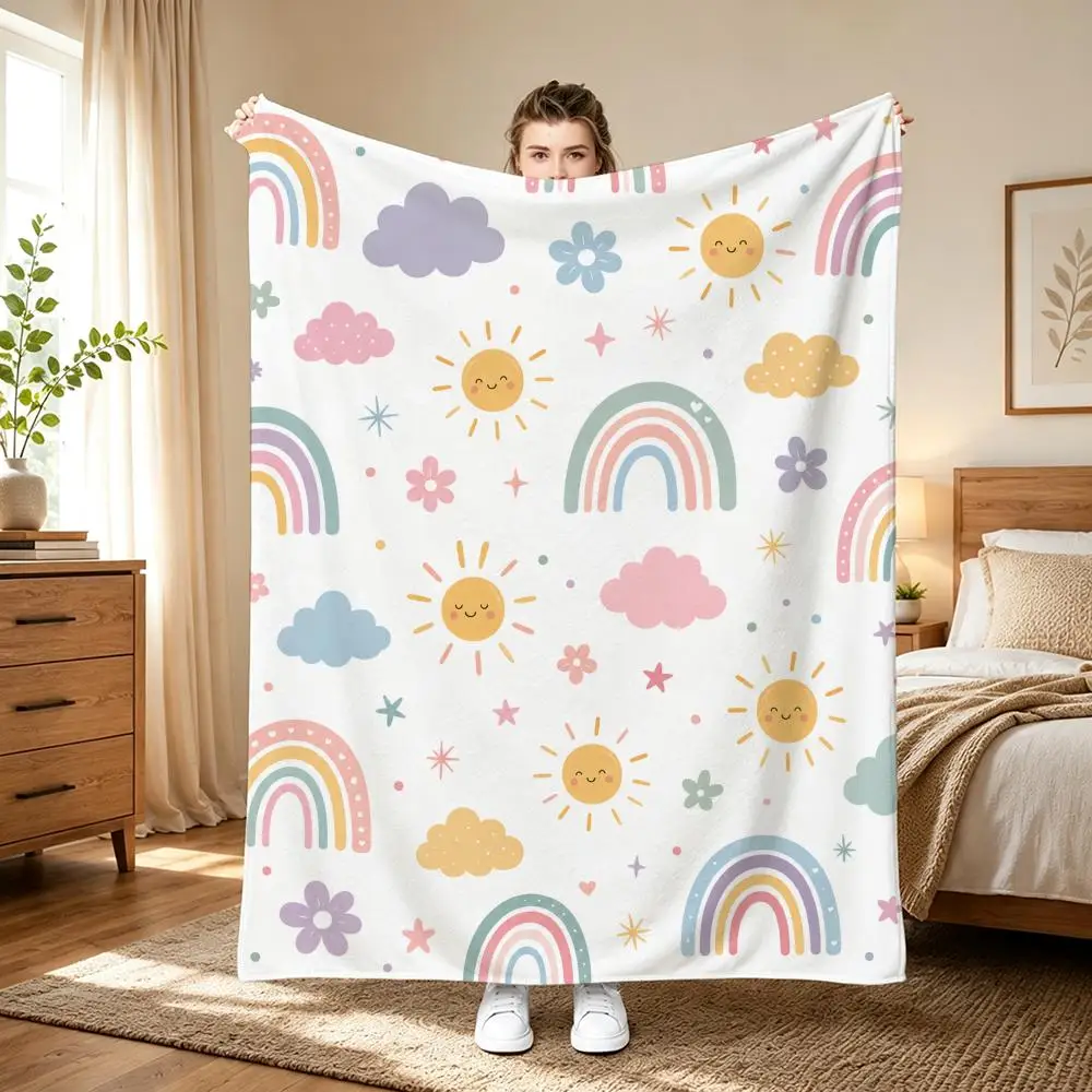 Rainbow Sunshine cute Throw Blanket for Home Bedroom Bed Sofa Children's Soft Blanket Cute