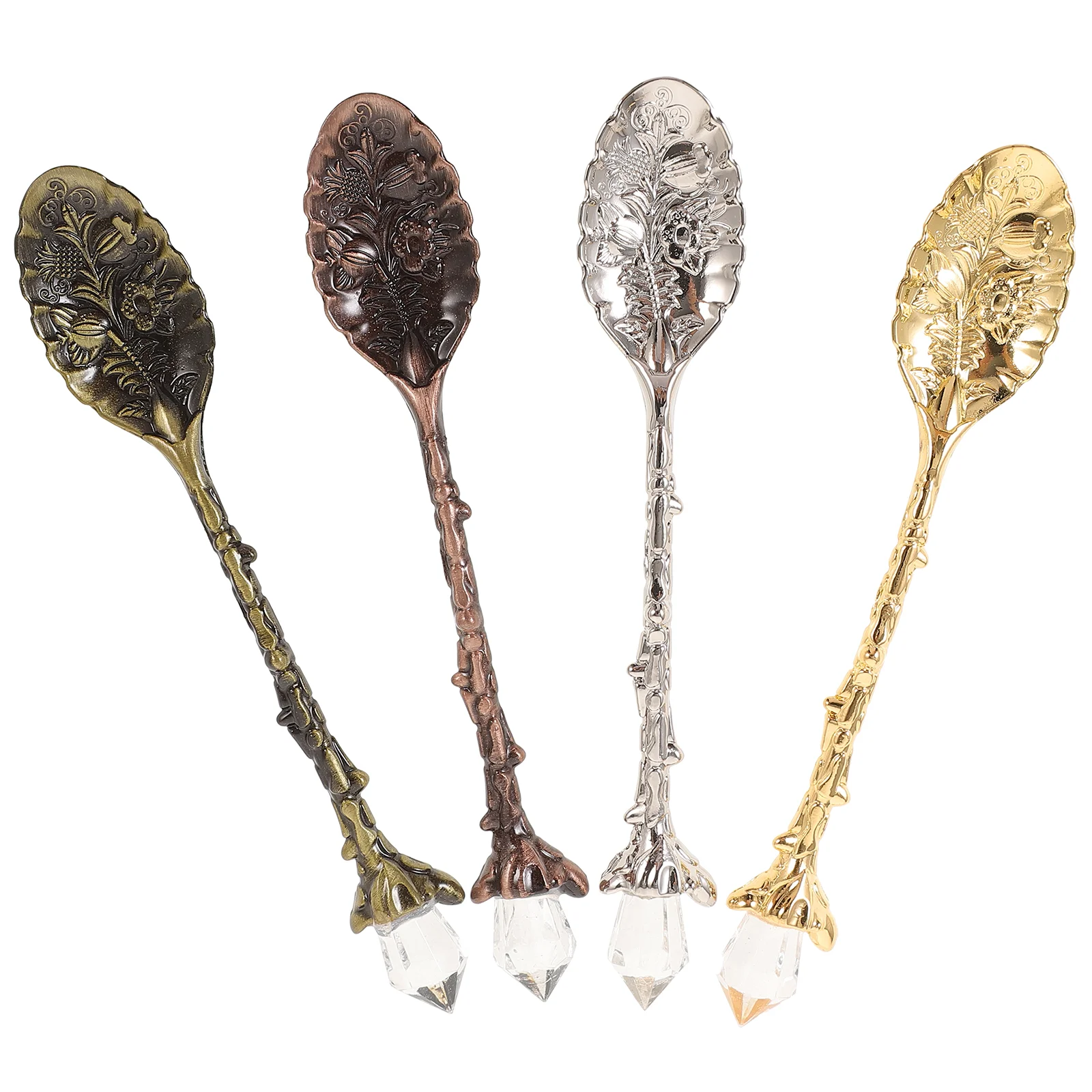 

8 Pcs Lightweight Spoon Dinner Spoons Leaf Practical Tasting Zinc Alloy Ice Cream Stirring Attractive Unique