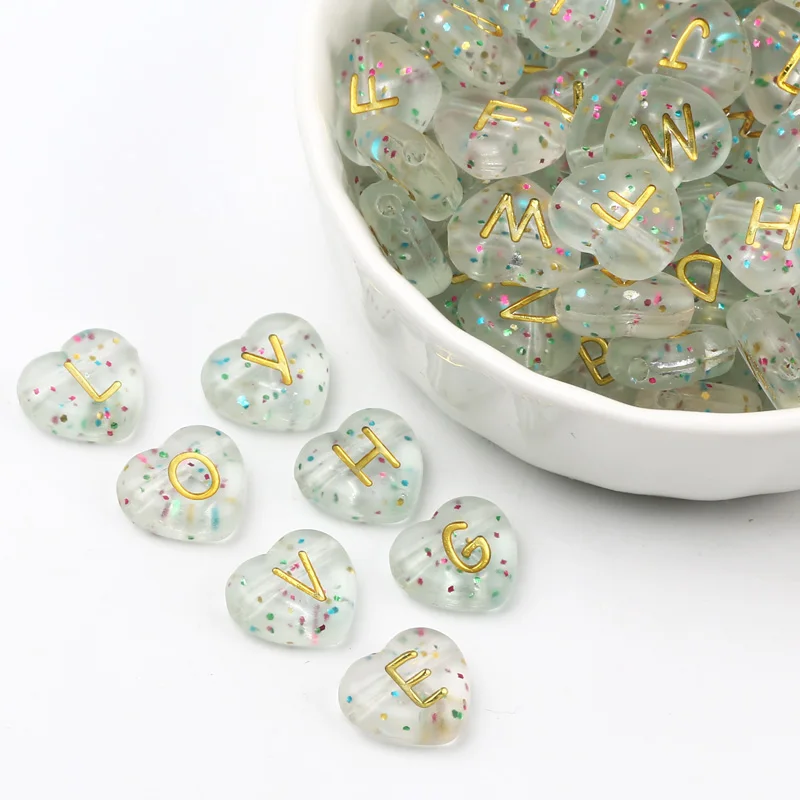 50pcs Glitter Gold Color Letter Beads Flower Shape Alphabet Acrylic Beads For Jewelry Making Crafts Charm Diy Earrings Bracelets