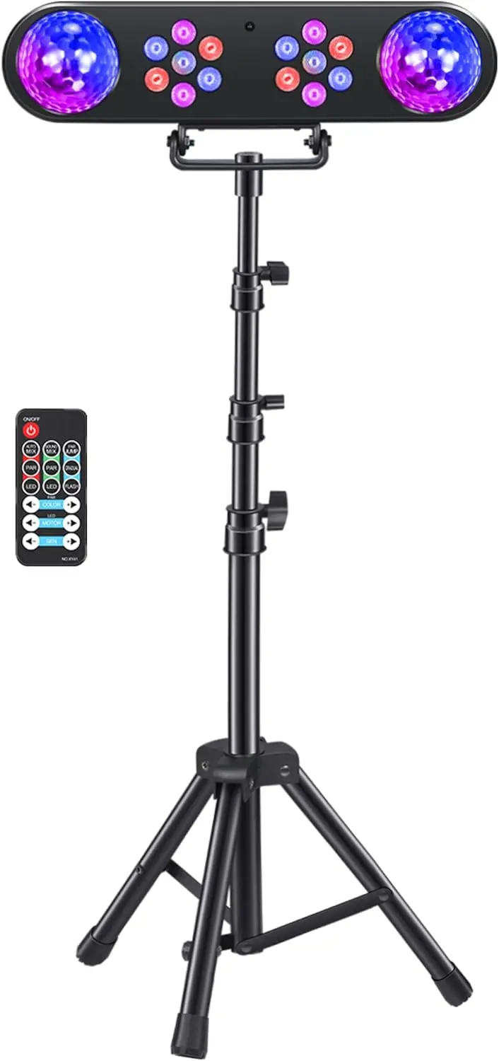 

DJ Party Lights with Stand, Rotating Ball Disco & Par Light, Sound Activated Stage Lighting for Bar Dance Wedding Events
