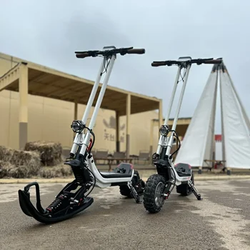 이동식 배터리가 장착된 전기 스노우 스쿠터 15Ah/30Ah 48V 1500w 최대 속도 50KM/H 2 휠 접이식 스노우 모바일 야외