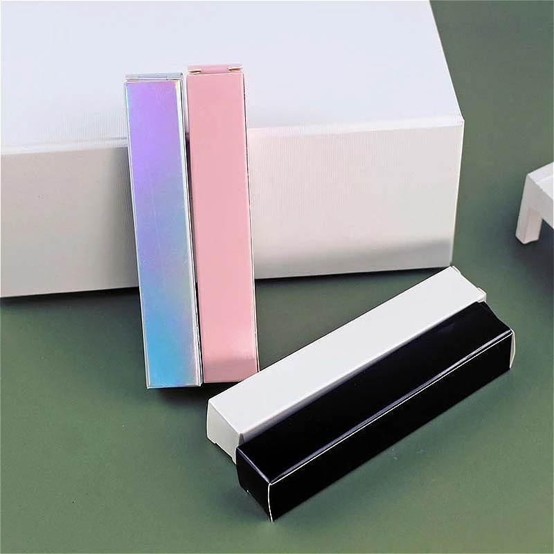 10PCS Laser Pattern Lip Gloss Packaging Box, 21*121mm Paper Sleeve for Lip Gloss Tube, Black White Cardboard Case