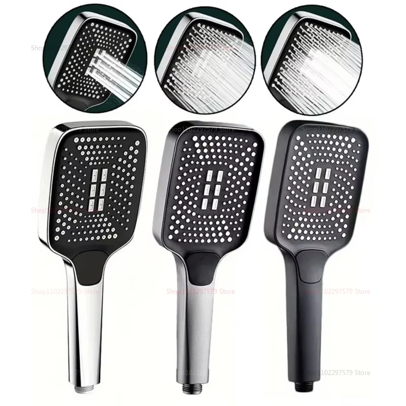 Adjustable Shower Head 3 Mode Rainfall Shower Large Flow Showerhead High Pressure Water Saving Shower Mixer Bathroom Accessories