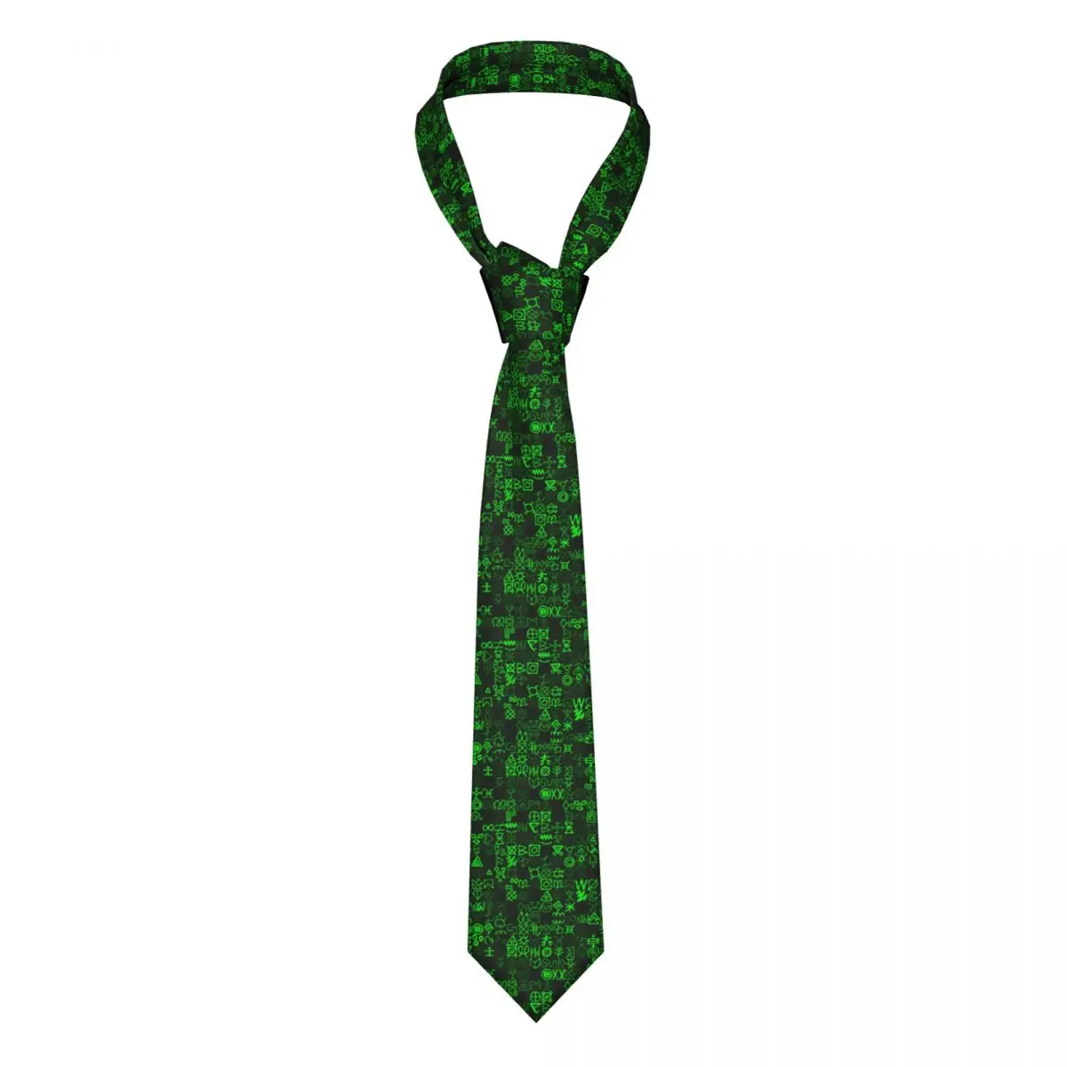 Digital Green Matrix And Computer Code Necktie Unisex Polyester 8 cm Neck Tie for Mens Casual Classic Shirt Accessories