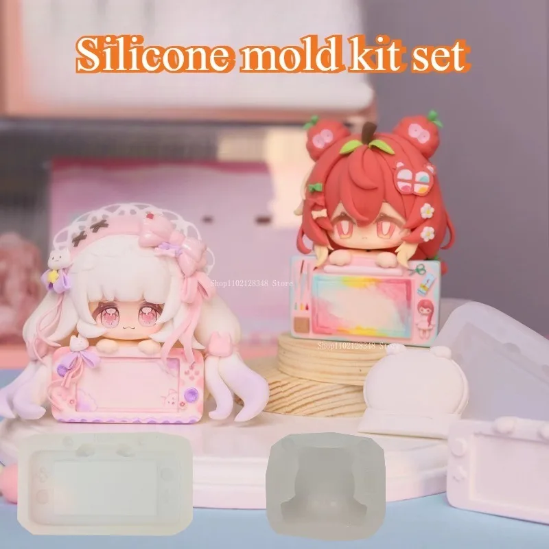 

Silicone Full Set Cute Pinch Board Doo Doo Face Small Body Mold Free Combination DIY Clay Animation Doll Creative Cute Modeling