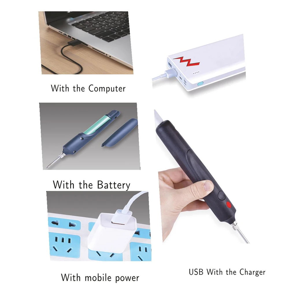 USB Portable Soldering Iron Set Wireless Soldering Kit Usb Rechargeable Electrical Soldering Iron For Welding Repair Tools