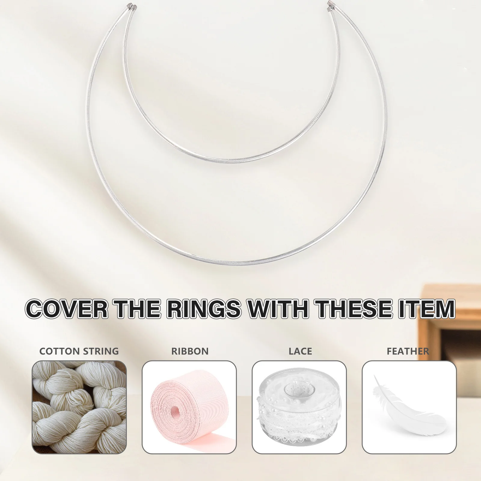 

10Pcs Dreamcatcher Ring Moon Shaped Iron Metal for DIY Dreamcatcher Hoop Wreath Windchime Decoration Moon Shaped Dream Catcher