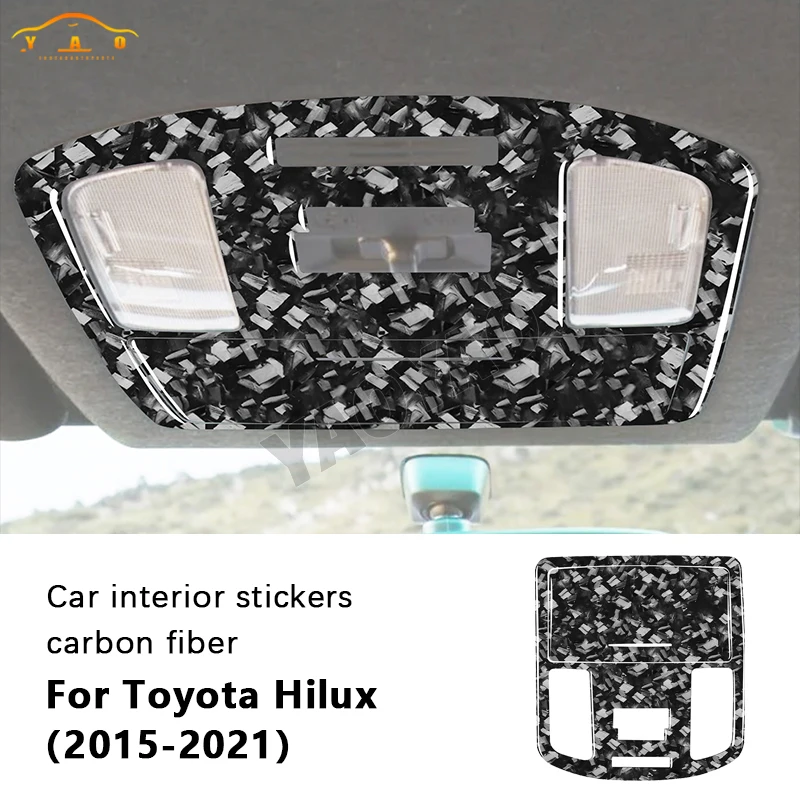 

Forged Carbon Fiber Roof Reading Lamp Panel Decorative Cover Sticker For Toyota Hilux 2015-2021 Car Interior Decoration