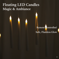 12-24PCS Floating Flameless LED Candles With Magic Wand Remote Battery Hanging Window Light For Christmas Halloween Decor
