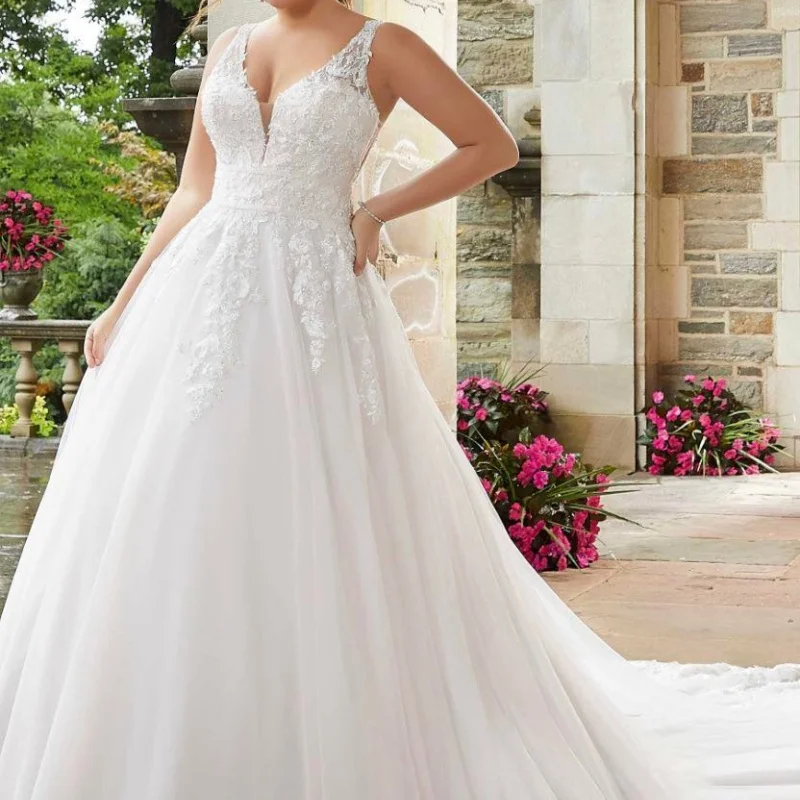 Simple White Elegant Sweetheart Ball Gown Sequin Flower Decal Wedding Dress With Decoration A-line Bridal Gowns Customized
