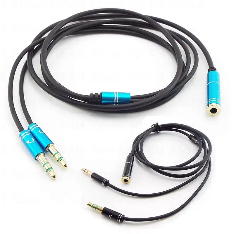 3.5mm Jack aux Female to 2 Male Headphone Microphone Headset Audio Splitter connector extend cable converters For Phone pc B4