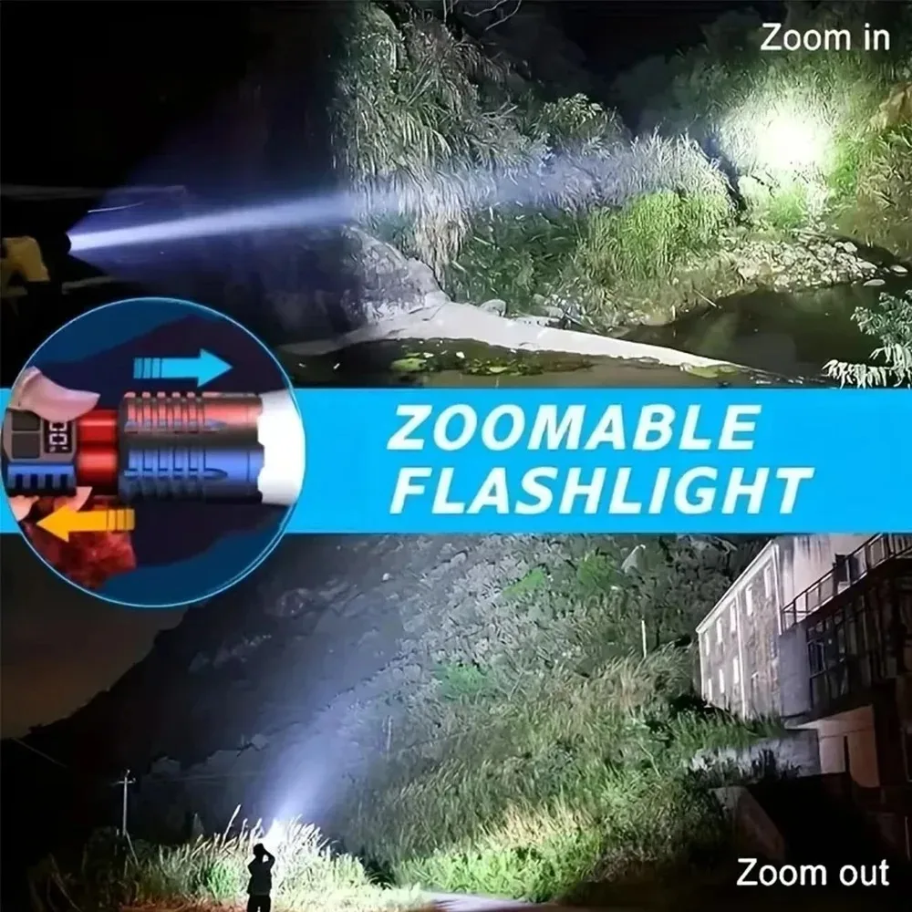 Picture 4: High-Power Strong Light LED Flashlight Zoomable USB Rechargeable With and Ultra-Bright Long-Range Aluminium Alloy Outdoor Torch