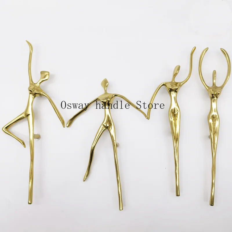 Brass Ballerina Dancing Girl Handle Decoration Cabinet Door Wardrobe Gold Light Luxury French Nordic Porch Door Handle