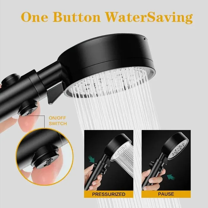 Multifunctional High Pressure Shower 5 Speed Shower Pull Out Hand Showers Universal for Bathroom Hotel Silver Hose Handheld
