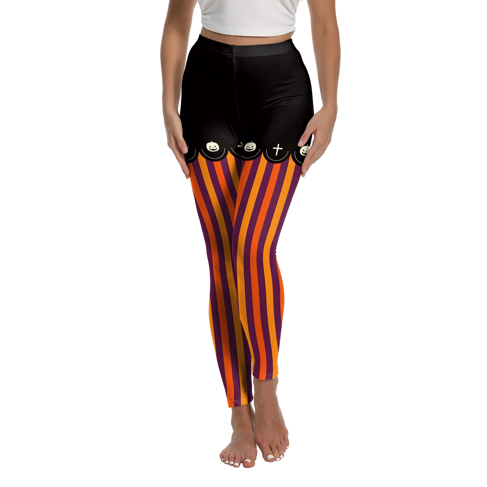 Leggings de yoga para mujer, pantalones ajustados con estampado 3D de calabaza gótica de Halloween, pantalones deportivos de calabaza aterradores