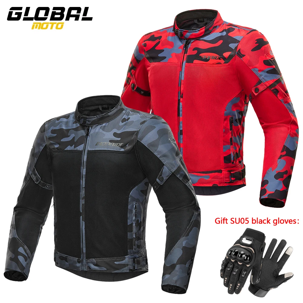 

Men's Motorcycle Jacket Outdoor Riding Motorbike Jackets Mesh Breathable Anti-Fall Motocross Clothing With 5Pcs Protector M-3XL