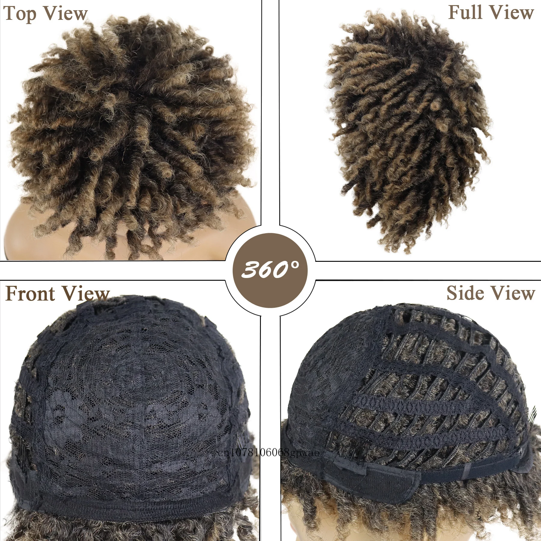 Synthetische Dreadlock Pruik voor Vrouwen Dame Gevlochten Mix Bruin Pruiken Locs Gehaakte Twist Haar Afro Krullend Pruik Hip Hop Dagelijks Kostuum Feest