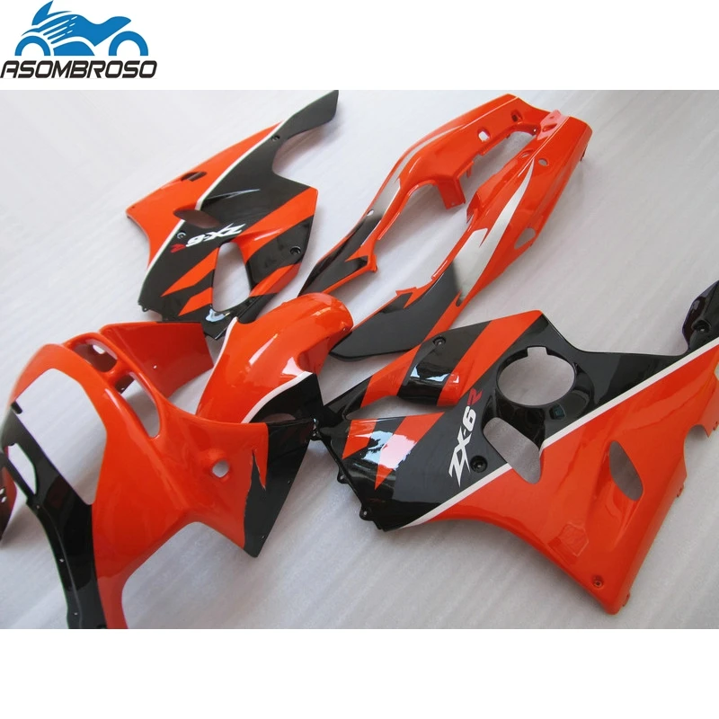 Customize Painting Bodyworks for Kawasaki Ninja ZX6R fairing kit 1994-1997 orange black fairing set zx6r 94 95 96 97 HJ25