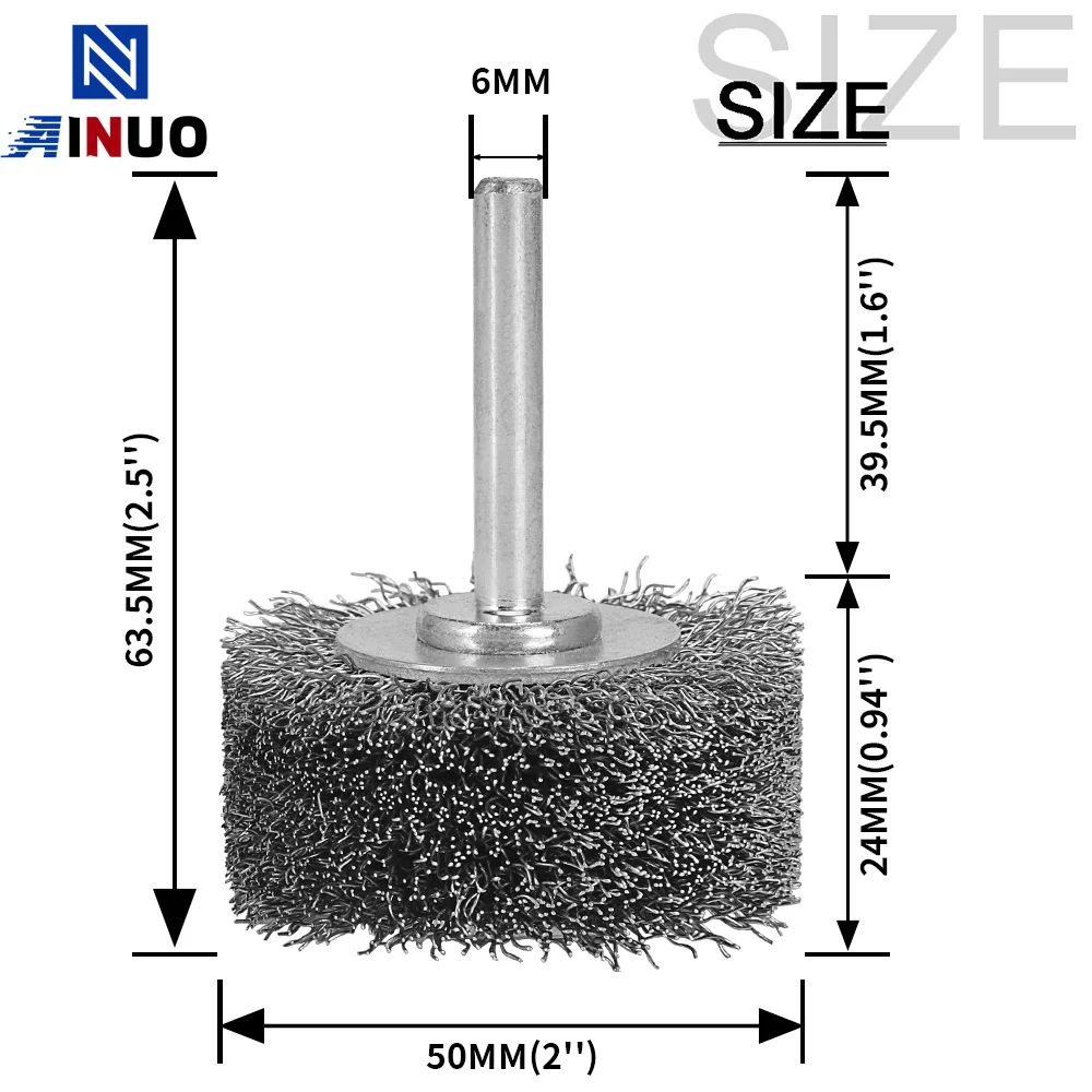 Rueda de cepillos de alambre de acero inoxidable, herramienta de limpieza y pulido de óxido, vástago de 1/4 \