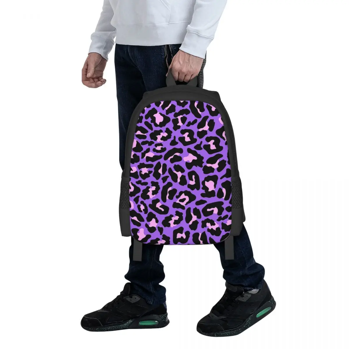 

Purple Cheetah Print Student Backpack School Bag Hiking Travel Daypack for Men Women Fashion Bookbag Shoulder Bags