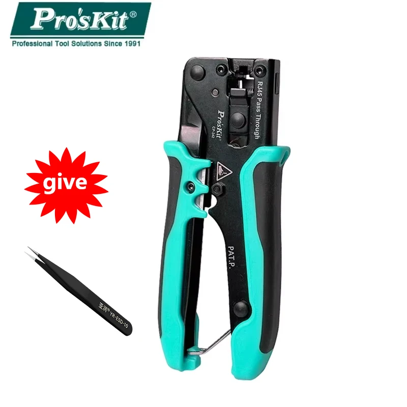 

Pro'skit CP-342 End Pass Through Mini Crimper Pliers 8P8C RJ45 Perforated Crystal Head Crimp Tool 4in1 Ethernet LAN Strippe