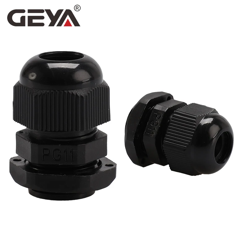 GEYA IP68 Cable Gland PG7 20PCS for 3-6.5mm PG9 PG11 PG13.5 PG16 PG21 Wire Cable Waterproof Nylon Plastic Cable Gland Connector