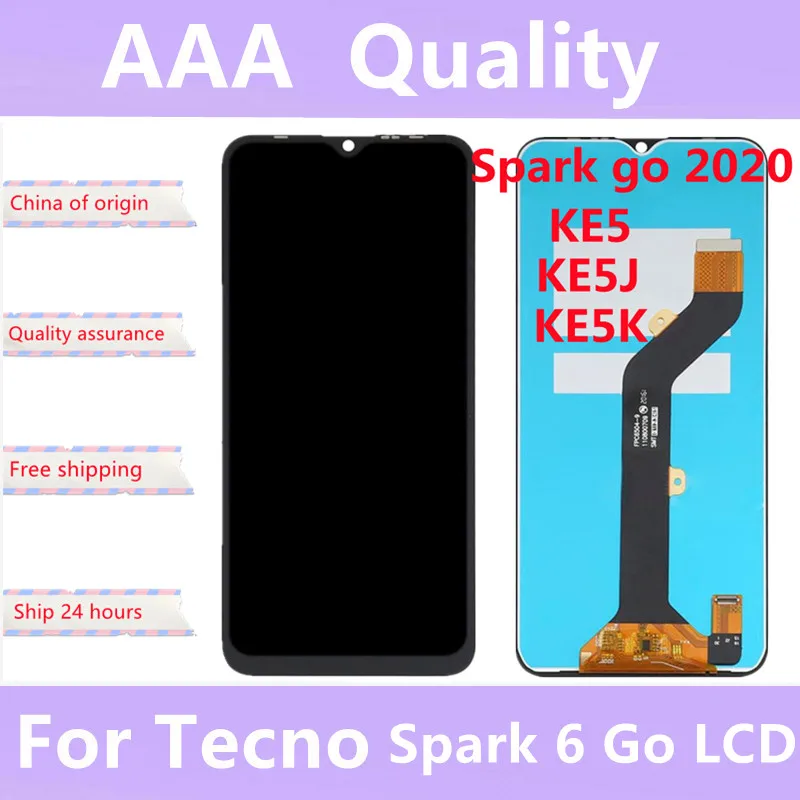 

Original 6.52" For TECNO Spark 6 Go KE5J Ke5k / SPARK GO 2020 KE5 LCD Display Screen Touch Sensor Digitizer Assembly With Frame