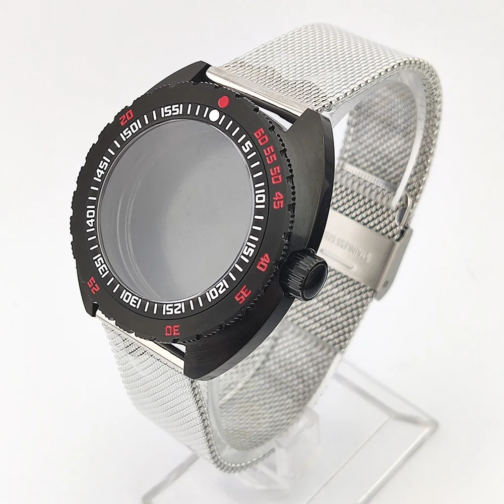 

42.8mm Men's watch case black Stainless steel case sapphire glass Fit NH35 NH36 Movement waterproof NH35 case Watch accessories