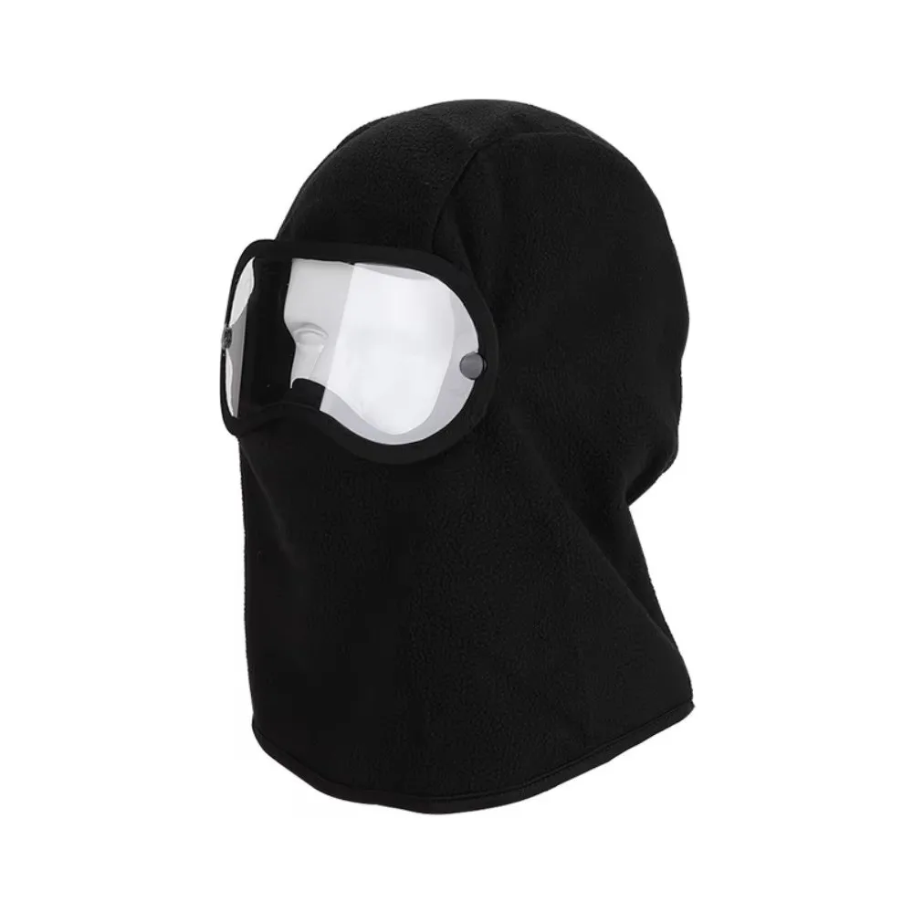 Fashion Windproof Fleece Balaclava Hat Warm Thickened Winter Cycling Goggles Hood Solid Color Neck Warmer Helmet Hat Winter