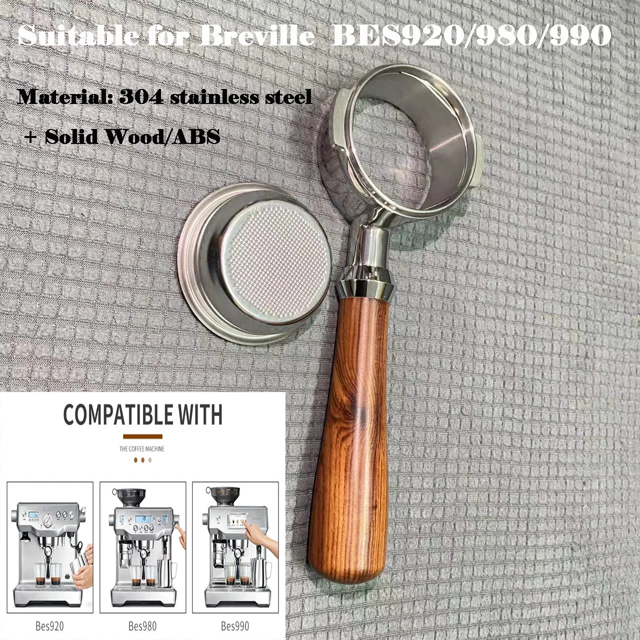 

Coffee Bottomless Naked Portafilter 58MM Coffee Machine Filter Holder Espresso Handle Soild Wood For Breville BES920/980/990