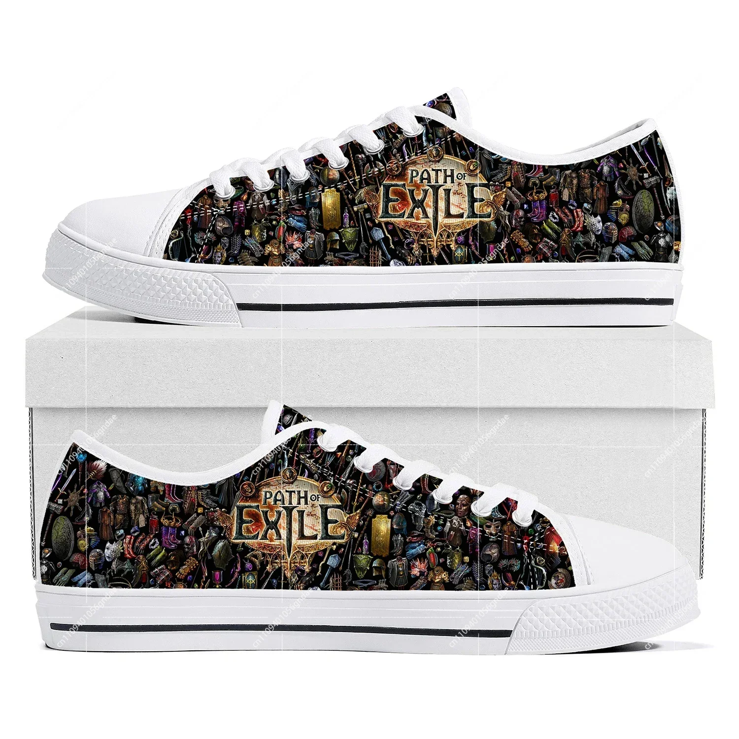 

Path of Exile Low Top Sneakers Cartoon Game Womens Mens Teenager Fashion Canvas Sneaker Couple Custom Built Shoes