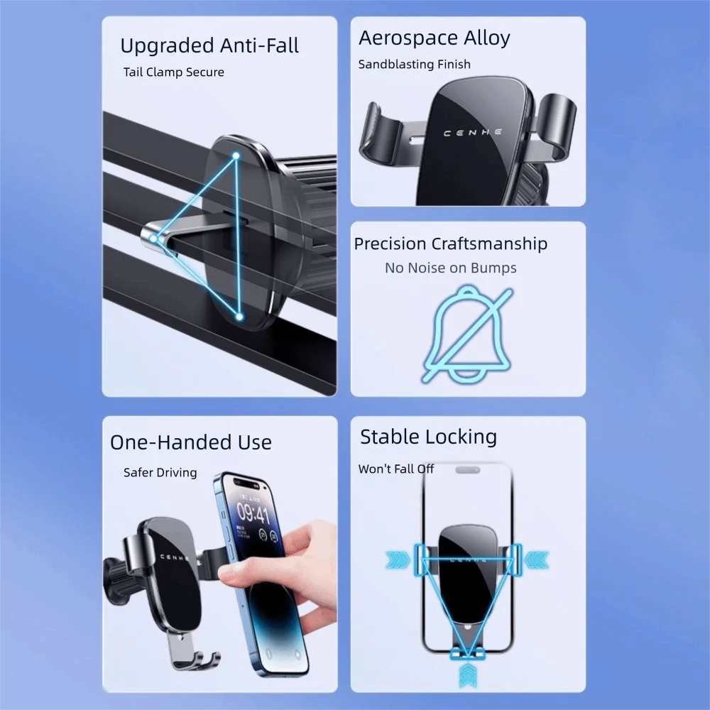 

Metal Construction CarPhone Holder Air Outlet Mount Navigation Dedicated Mobile Phone Car Holder Foldable Design