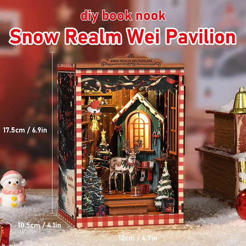

DIY Wooden Christmas Book 3D Lego Adultes Model Kits Figurines Miniatures Snow Realm Gift Home Decor Crafts Building Blocks Set