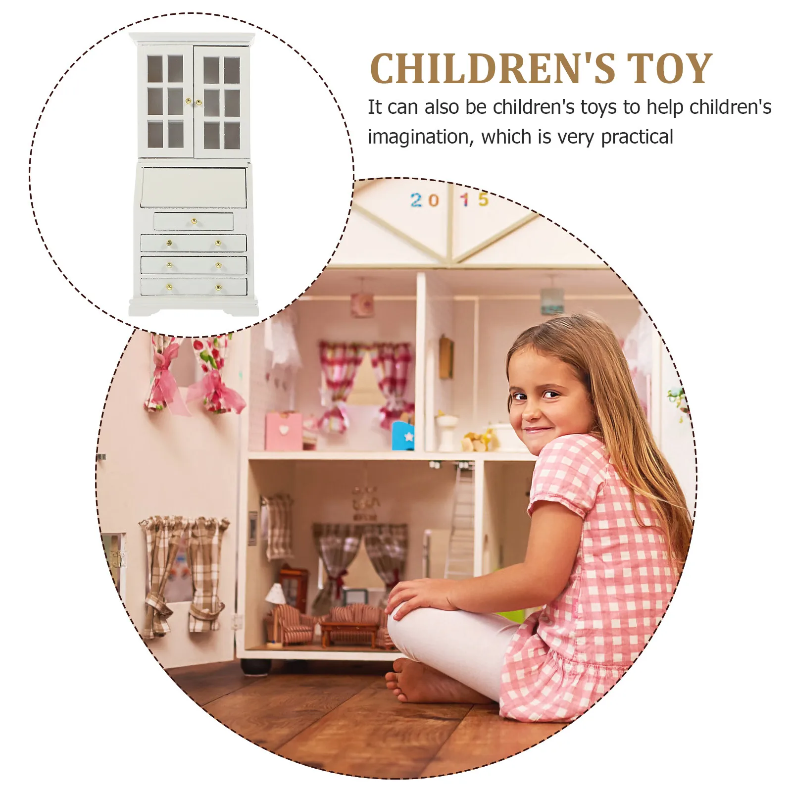

Mini Simulated Bookcase Desk Storage Cabinet Toys Miniatures Dollhouse Baby Bedroom Furniture Wood Display