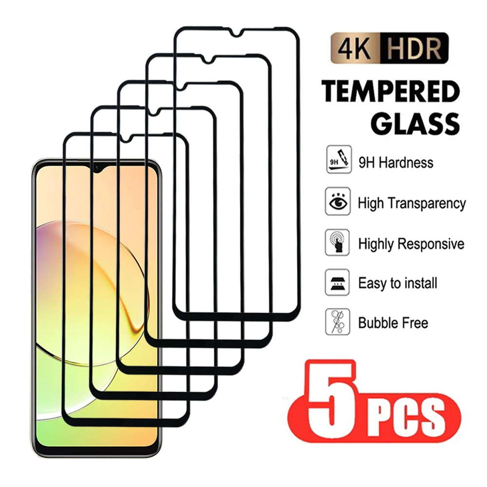 5Pcs 999D Screen Protector For Realme 8 9 10 11 Pro Plus 6.4 4G 6.72 5G 6.43 Speed Tempered Glass Transparent Protective Film