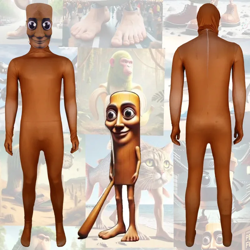 Хэллоуин Tung Tung Tung Sahur костюм для взрослых и детей мальчиков монстр Tongtong косплей ужас игра комбинезон костюм для дня рождения