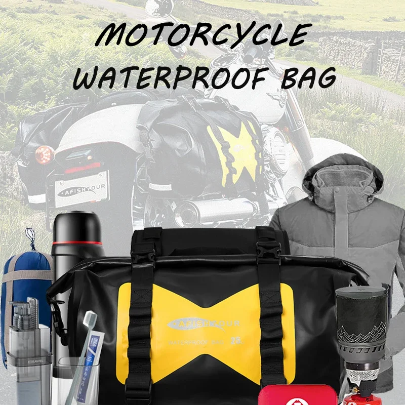 25L Waterproof Motorcycle Side Bag Large Capacity Rear Seat Pack Outdoor Long-distance Travel Cycling Motorcycle Storage Bag