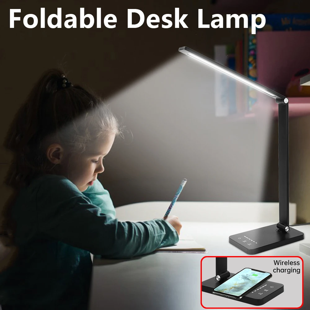 

Folding Reading Desk Lamp LED Touch Night Light for Bedroom Bedside Study Reading Eye Protection 5 Mode Dimmable Night Lamp