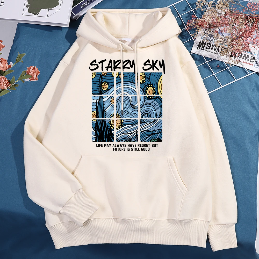 Starry Sky The Blue Galaxy Print Hoodies Men Women Crewneck Fashion Sweatshirt Autumn Loose Fleece Clothes Loose Hip Hop Hoodie