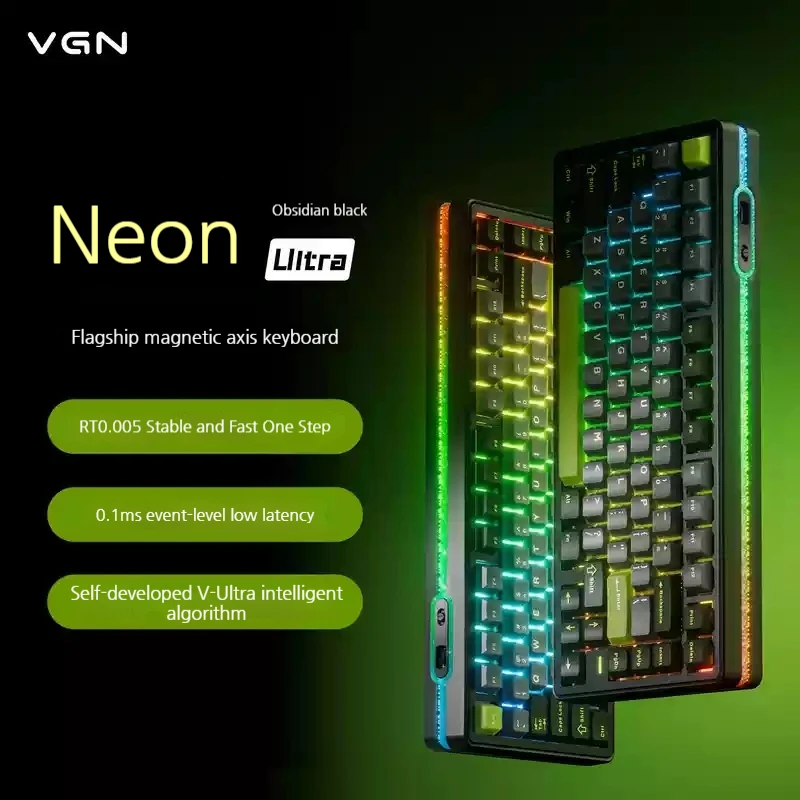 Die kabellose VGN NEON-Tastatur mit magnetischer Achse 75 ist mit E-Sport-maßgeschneiderten Dichtungs-Hot-Plug-RGB-Spieltastaturen ausgestattet