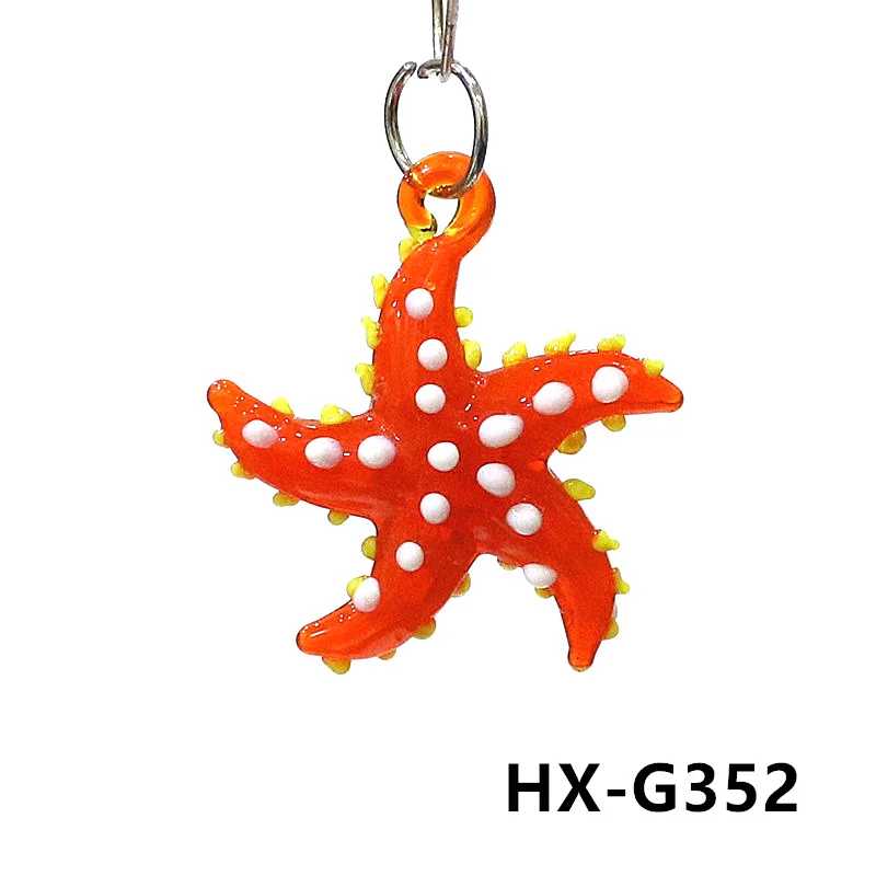 Cute Marine Animal Starfish Charm Mini Glass Sea Star Pendant Ornament for Diy Jewelry Necklace Accessories or Aquarium Decor