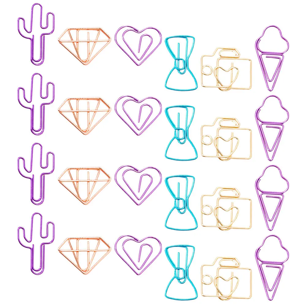 

60pcs Hollow-Out Paper Clips Set Unique Shaped Alloy Document Clamps For Office School Files Photos Multi-Use Decorative Bills