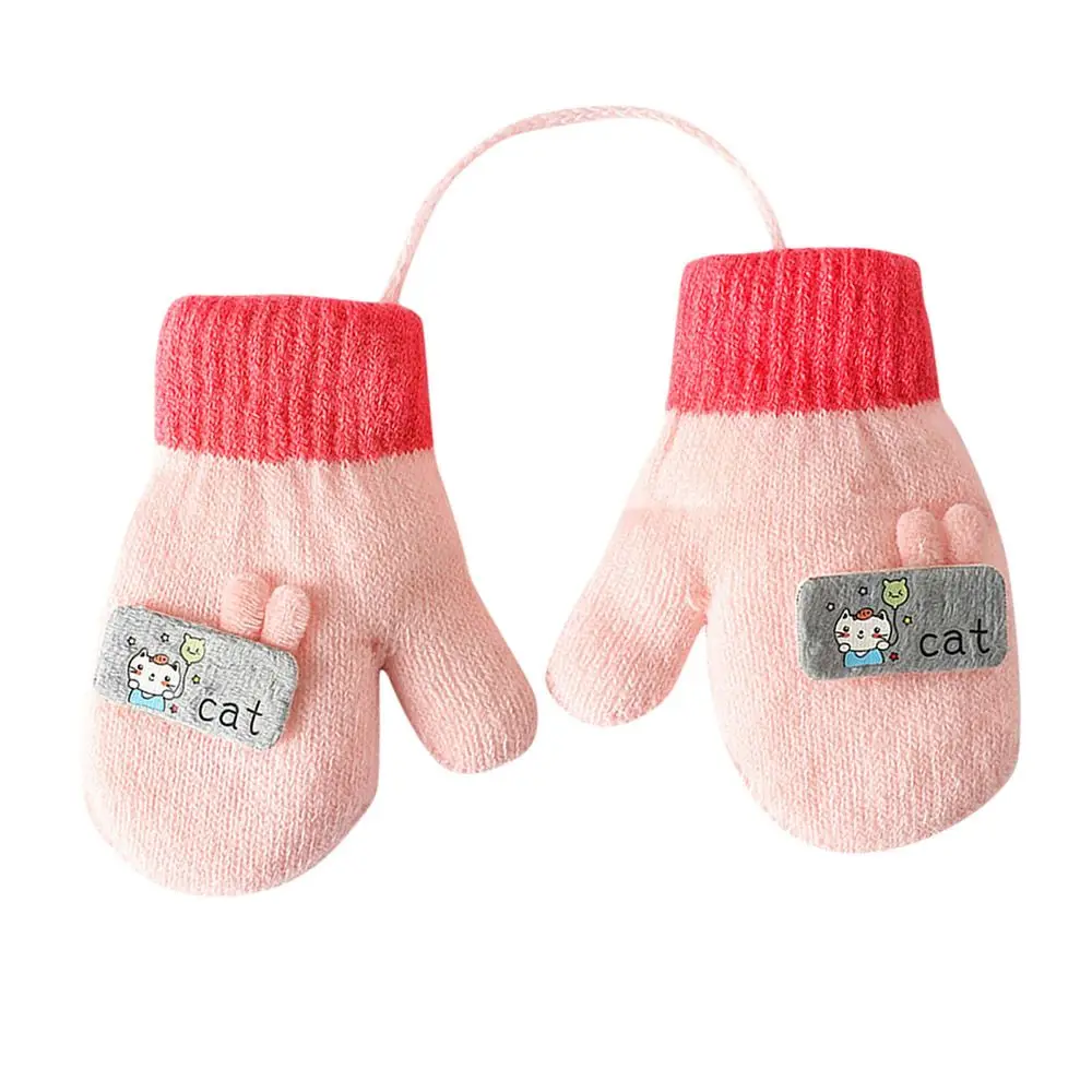 

Soft Outdoor Girls Children Toddler Rabbit Thickened Baby Mittens Cartoon Gloves Knitted Gloves Warm Mittens