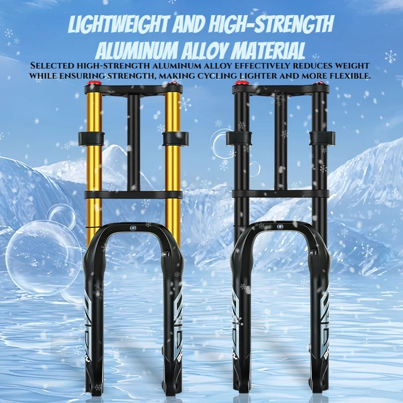 BOLANY Dual-shoulder Snowmobile Front Fork 20/26 Inch Upper Damping Front Fork Suitable for 4.0 Fat Tire Air Suspension Fork