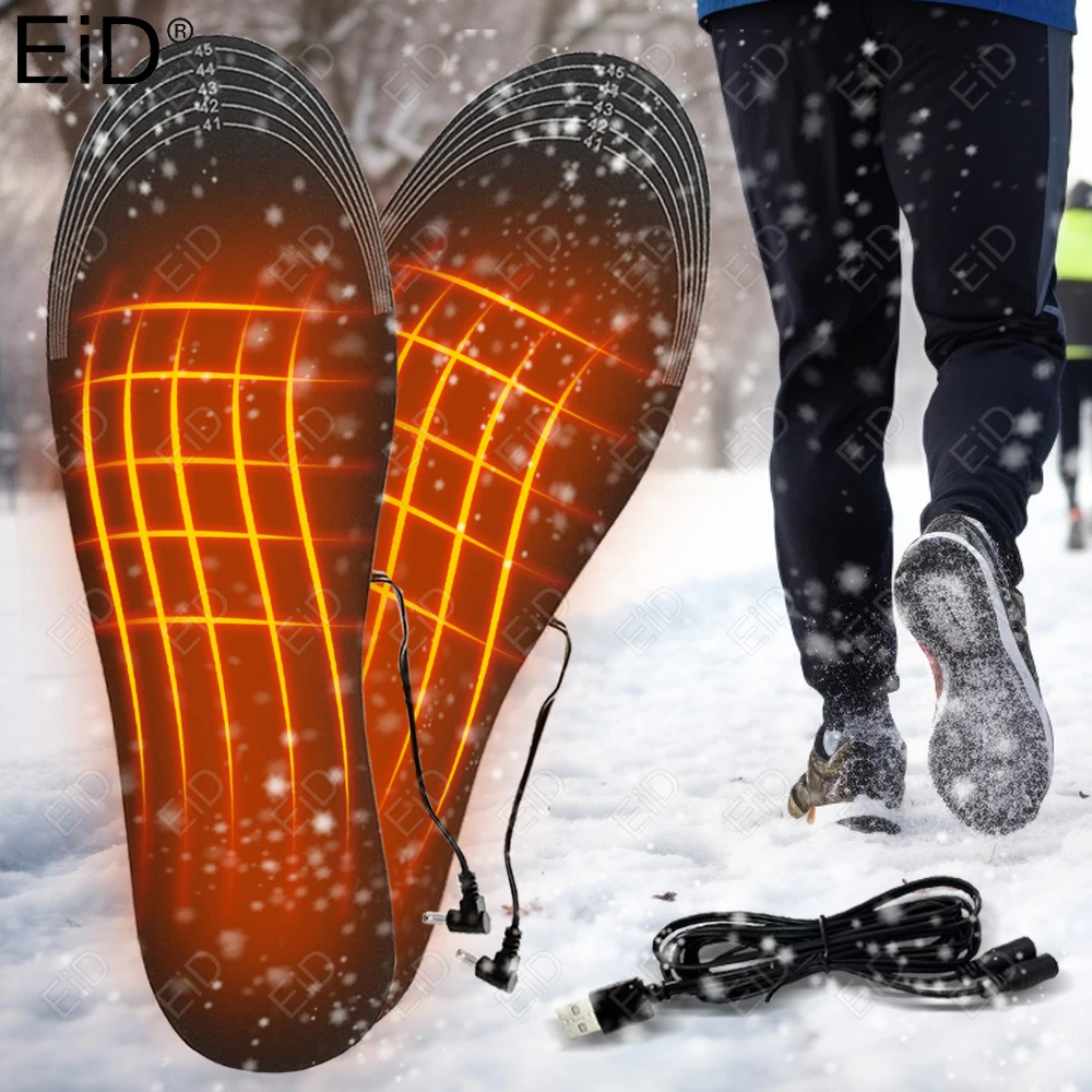 EiD USB Heated Thermal Shoe Insoles Feet Warm Sock Pad Mat Electrically Heating for Shoes Insoles Washable Warm Insole man women