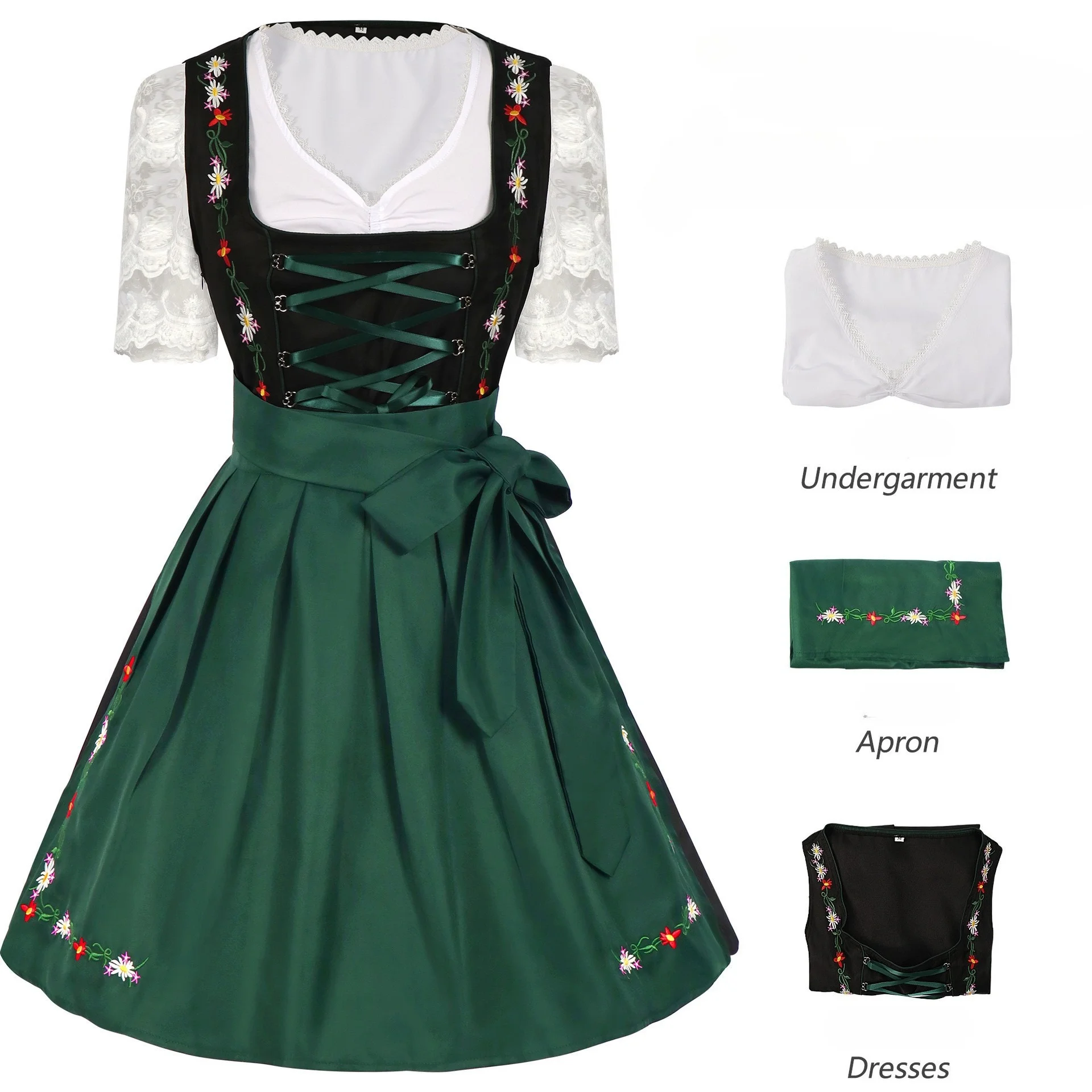 

Spring Summer European American Women's Cosplay Costume Maid Outfit Beer Costume Short Sleeve Strappy Dress Set