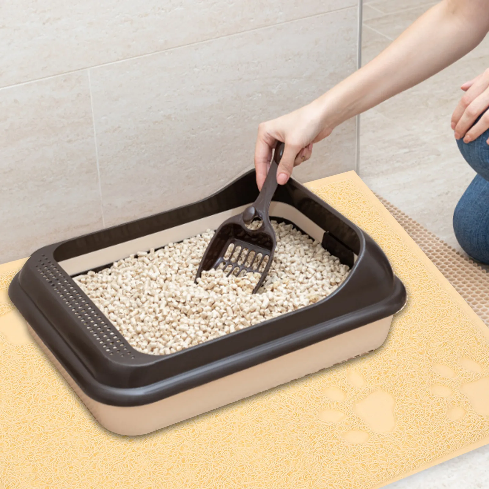 Anti-Slip Cat Litter Mat for Indoor Use – PVC Pet Litter Box Mat, Non-Slip Household Pet Cushion