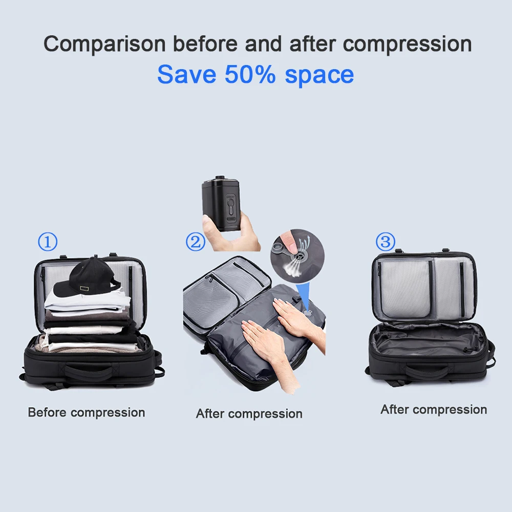 Vacuum Compression Backpack Travel Bag Men Backpack  Waterproof 17.3 in Backpack Man Large Capacity Anti-theft Backpacks Women